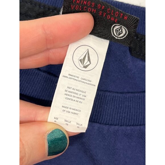 Volcom Graphic Logo T-Shirt Mens XL Blue Short Sleeve VTG Y2K Surfer Skater - Picture 7 of 7